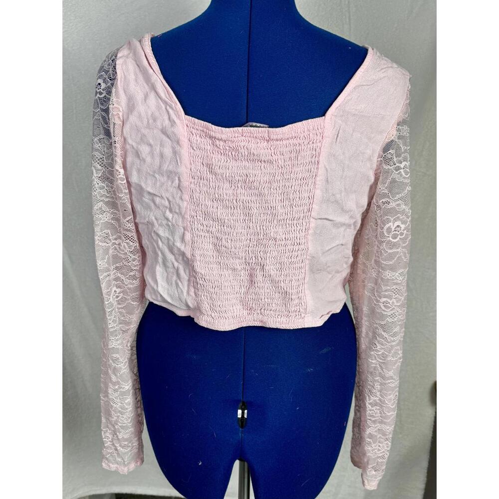 wild fable pink lace crop smocked cottagecore coquette romantic womens xxl - Picture 2 of 6